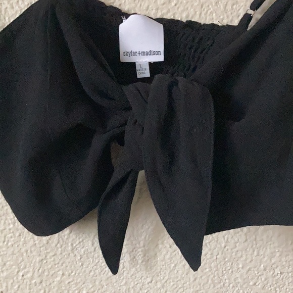 Skylar + Madison Tie Front Crop Festival Tank Black Large - Picture 6 of 13